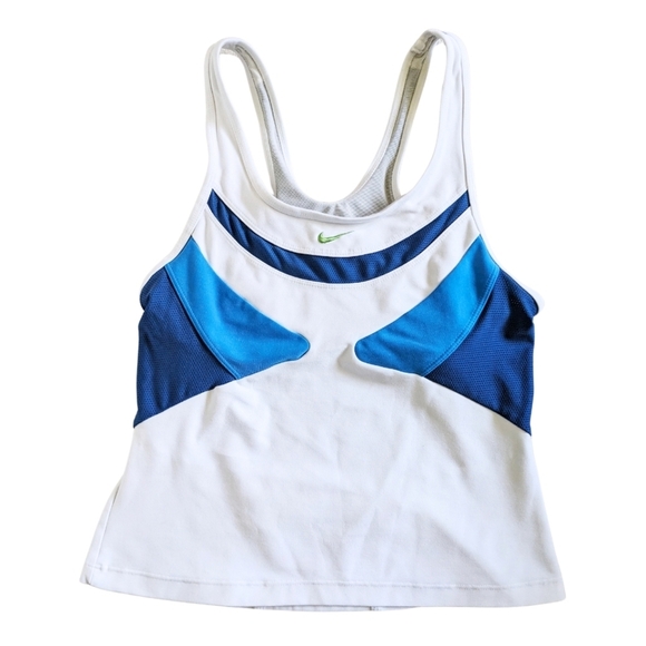 NIKE women's running active tank racerback white blue size Medium - Picture 1 of 6
